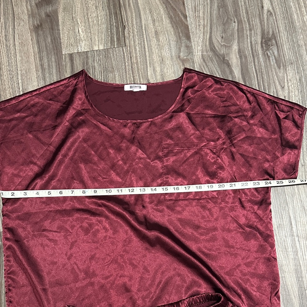 BB Dakota ,wine Red Satin Pajama Set – Silky 2-Piece Sleepwear. - Picture 3 of 8